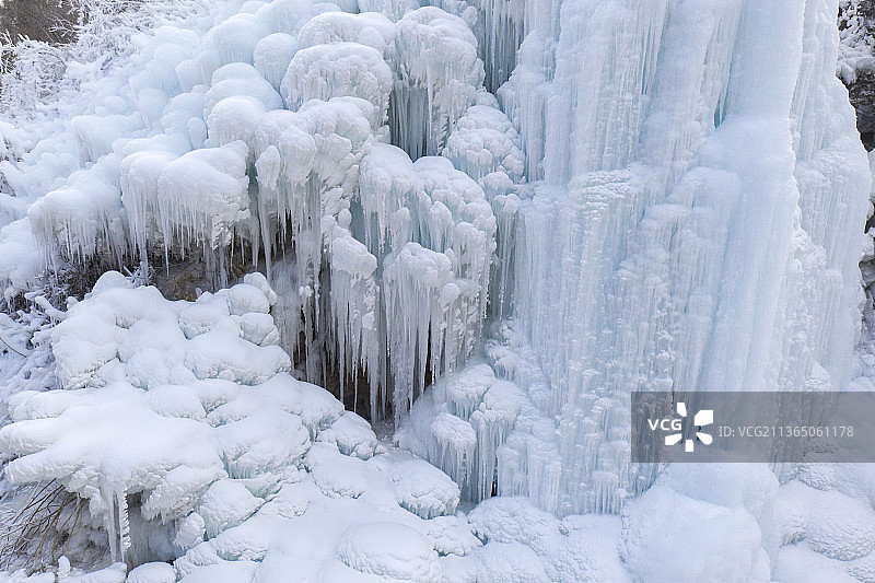 北京门头沟神泉峡冬季冰瀑布冰注景观图片素材