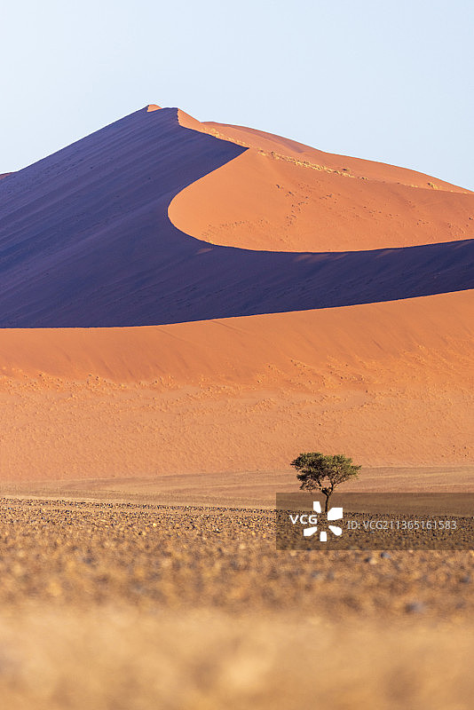 纳米比亚，索苏斯维利，蓝天映衬下的沙漠美景图片素材