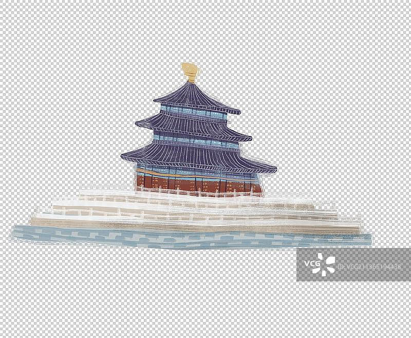 北京地标建筑天坛插画元素图片素材
