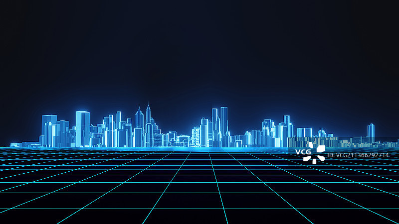 蓝色科技感城市背景图片素材
