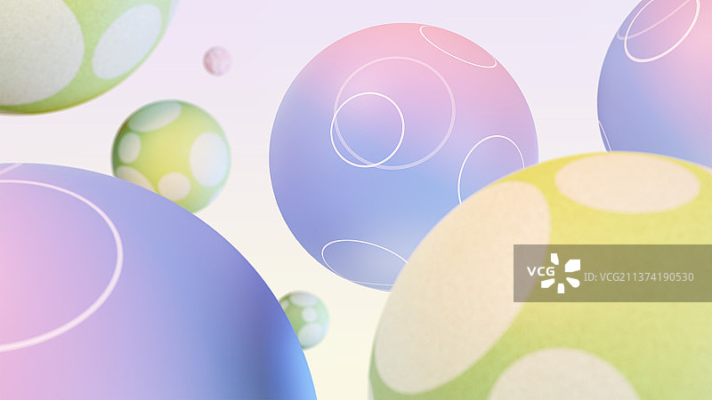 3D抽象卡通风格莫兰迪色系漂浮的球体背景图片素材