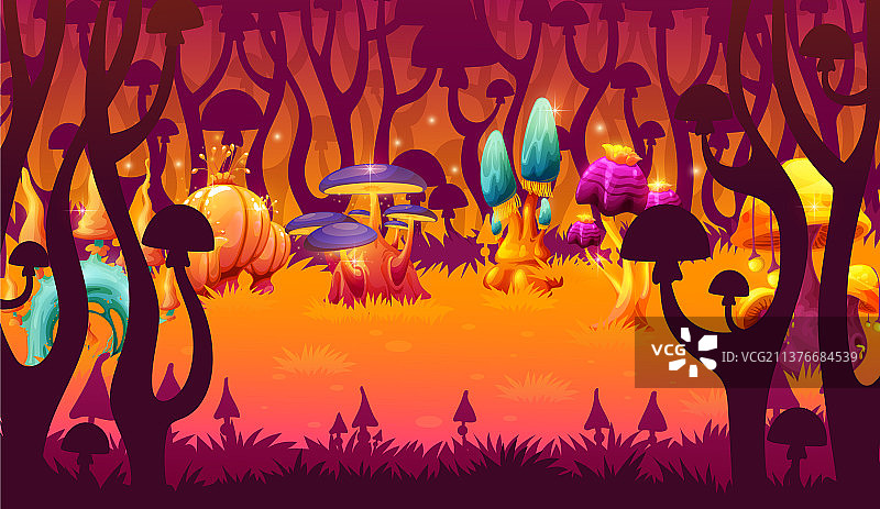 魔法发光蘑菇游戏关卡景观图片素材