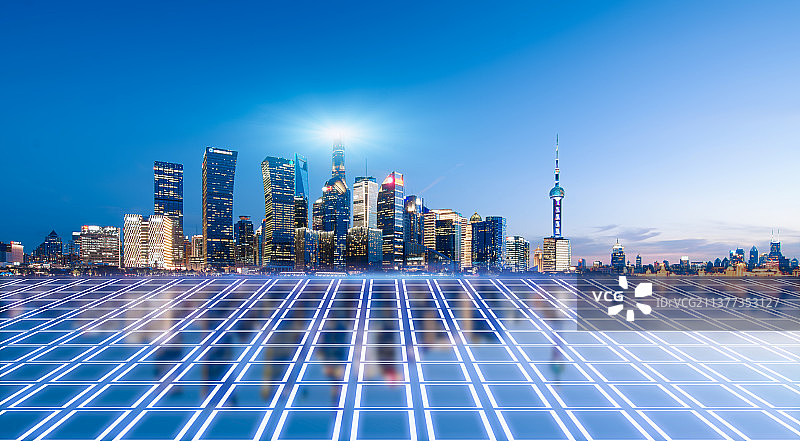 上海天际线科技城市概念背景图片素材