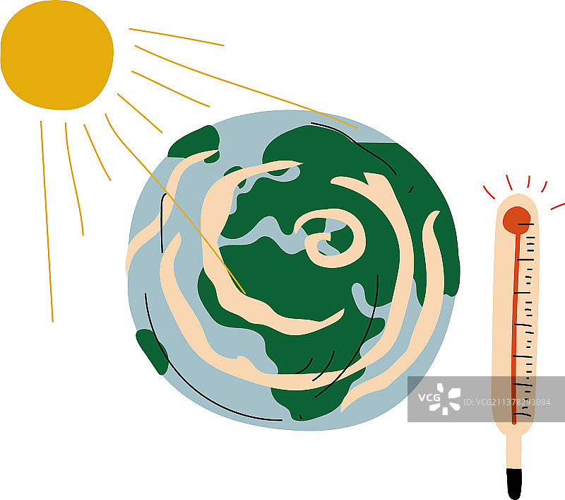 地球行星和温度计全球变暖图片素材