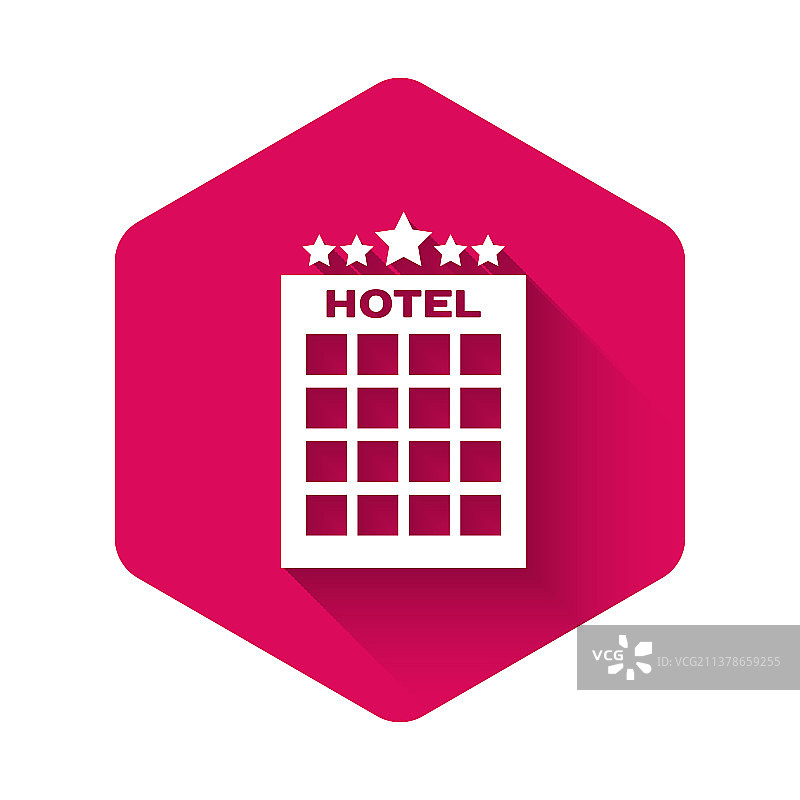 白色的酒店建筑图标与长孤立图片素材