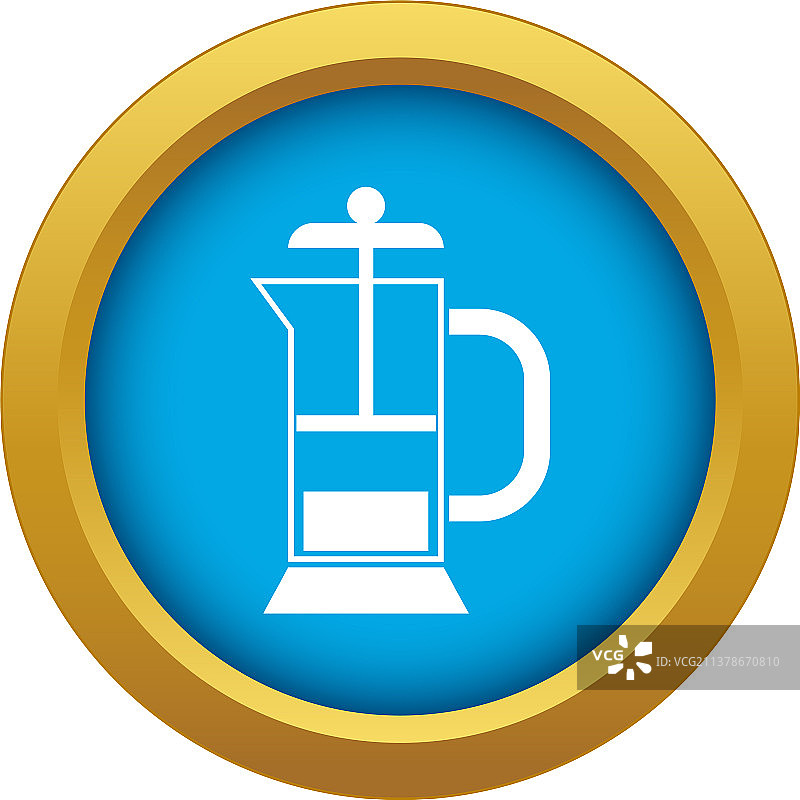 法式压咖啡机图标蓝色图片素材