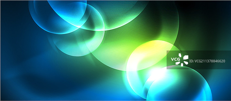蓝色霓虹灯泡泡和圆圈抽象背景图片素材