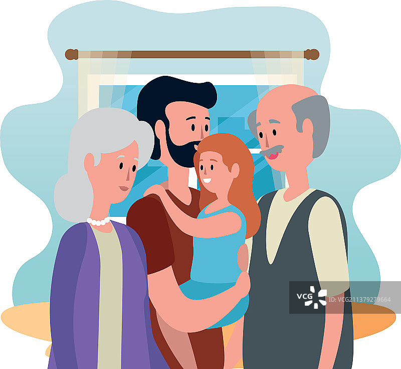 可爱的祖父母和家庭角色图片素材