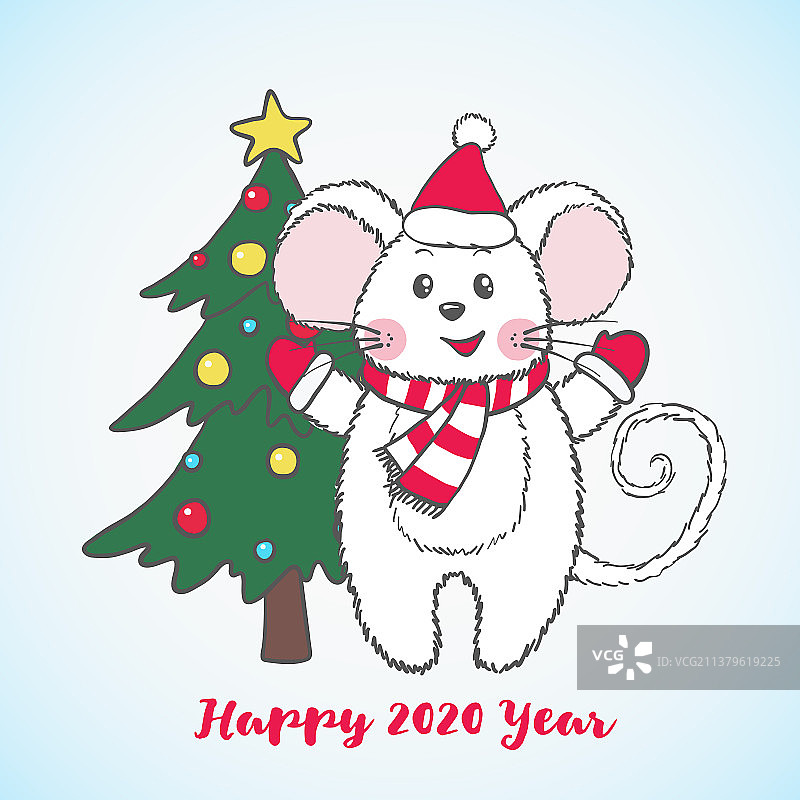 带可爱老鼠的新年贺卡图片素材