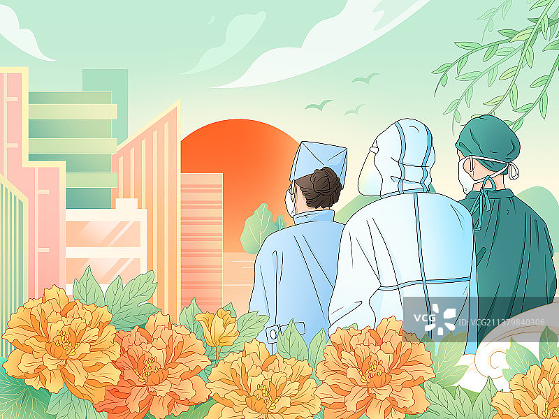 致敬疫情防护医生护士公益插画图片素材