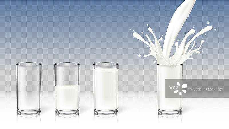 现实的透明牛奶在玻璃减肥饮料图片素材