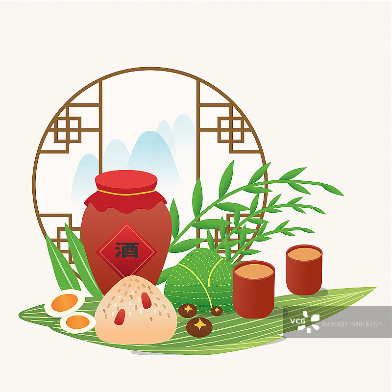 端午节粽子中国风简约插画图片素材