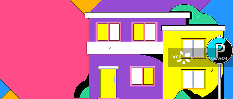 城市中的屋子建筑矢量概念运营插画图片素材