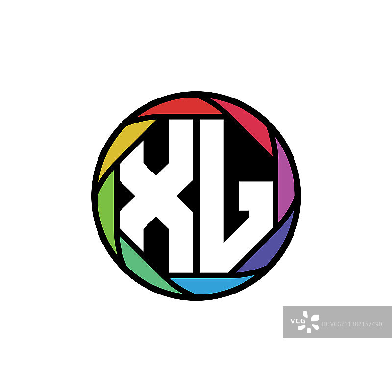 Xj字母组合多边形彩虹图片素材