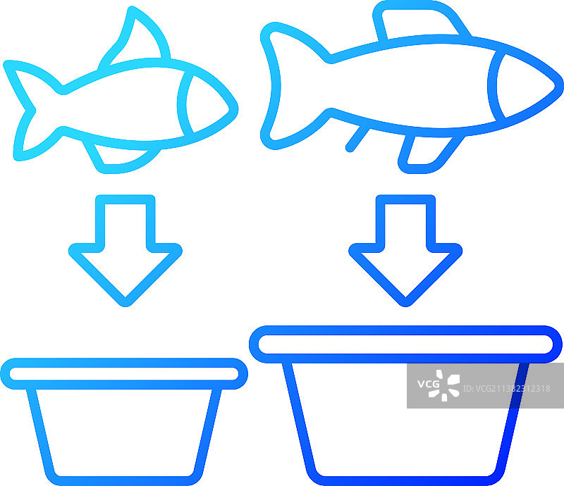 鱼类分类梯度线性图标图片素材