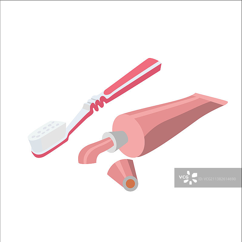 牙膏和牙刷有粉色和白色两种图片素材