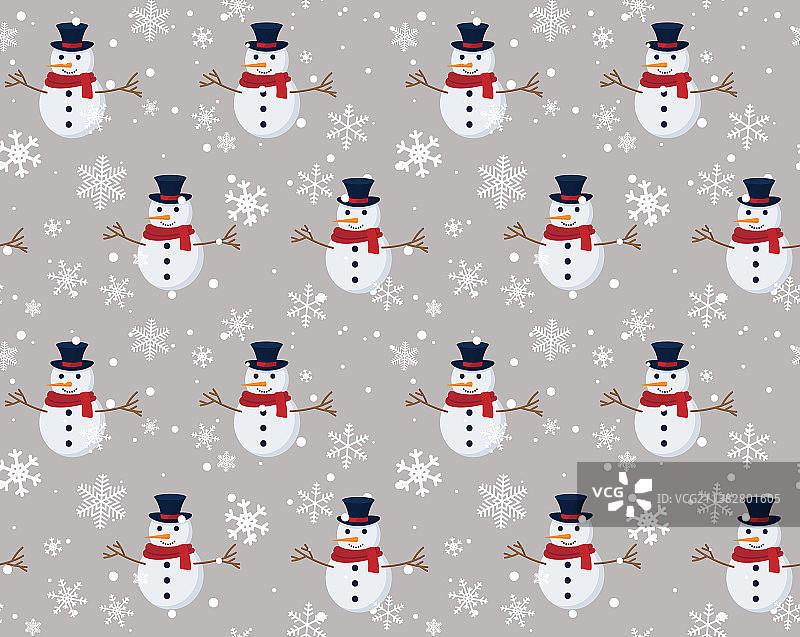 无缝图案的雪人冬天下雪图片素材