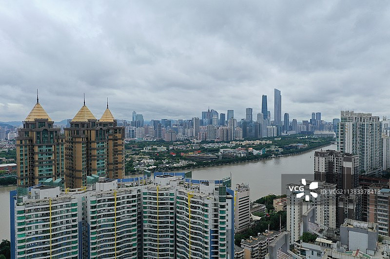 广州珠江两岸河流广州塔珠江新城全景汽车广告背景股市图片素材