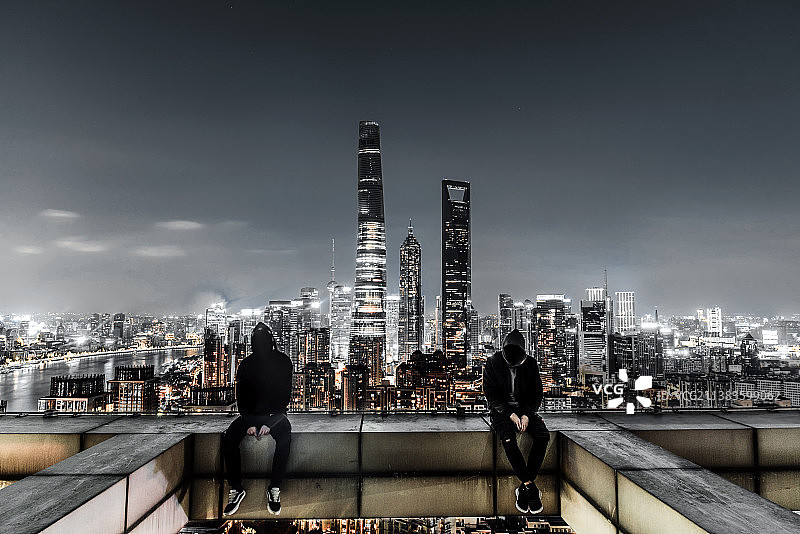 上海市城市建筑风光夜景图片素材