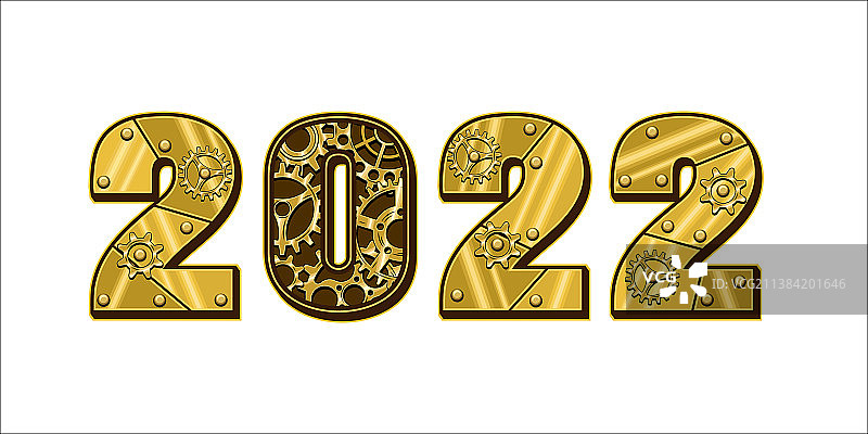 蒸汽朋克风格的数字2022年新年快乐图片素材