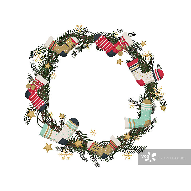 用冷杉树枝编成的圣诞花环图片素材