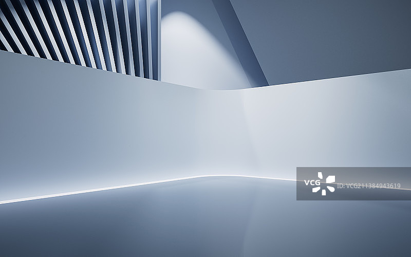 白色几何体建筑空间3D渲染图片素材