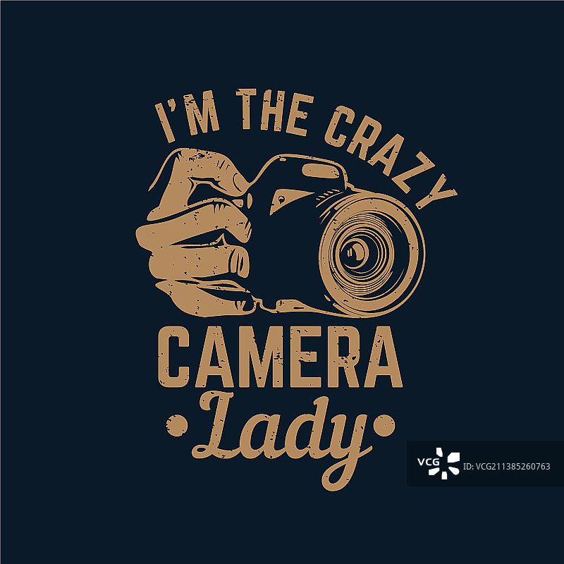 T恤设计我的疯狂相机女士与手图片素材