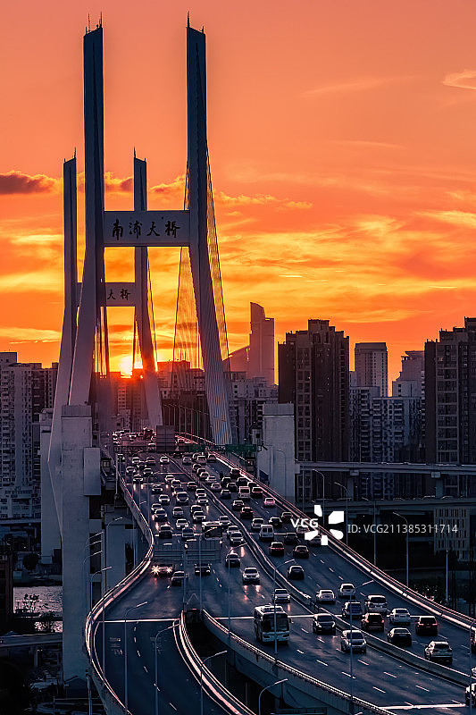 上海南浦大桥日落风光图片素材