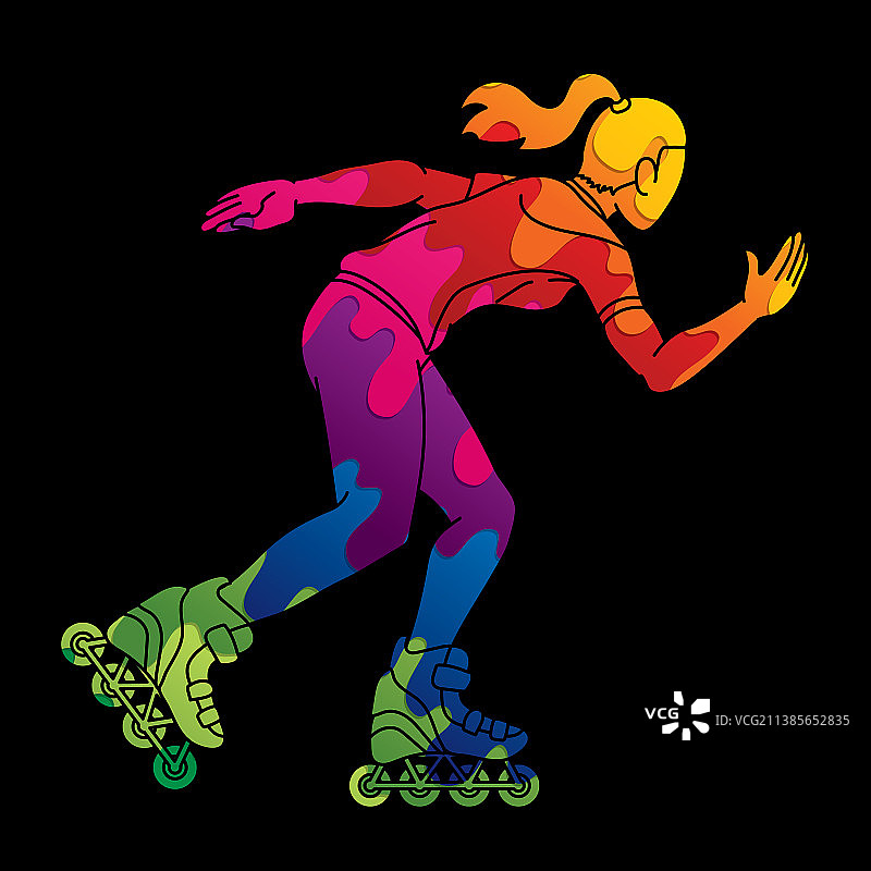 轮滑玩家极限运动动作卡通图片素材