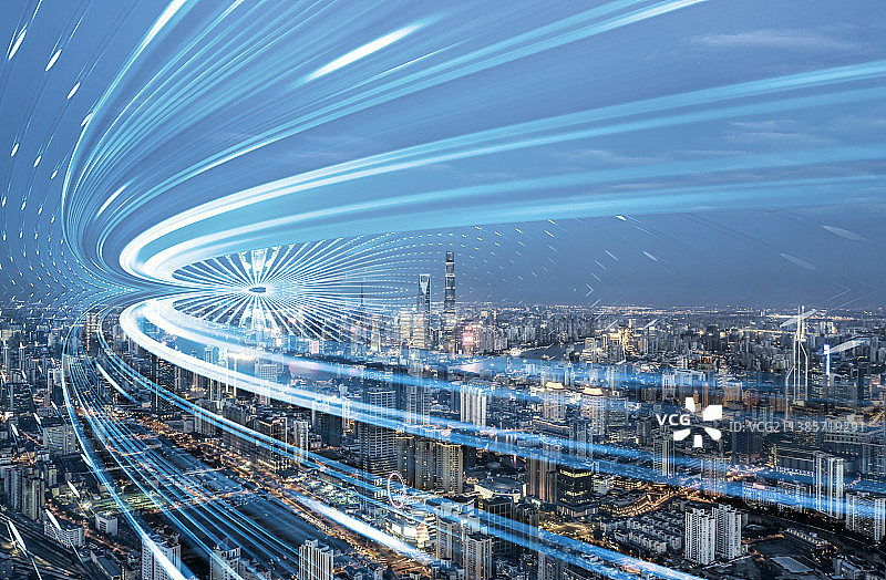 上海大数据科技智慧互联网城市风光图片素材