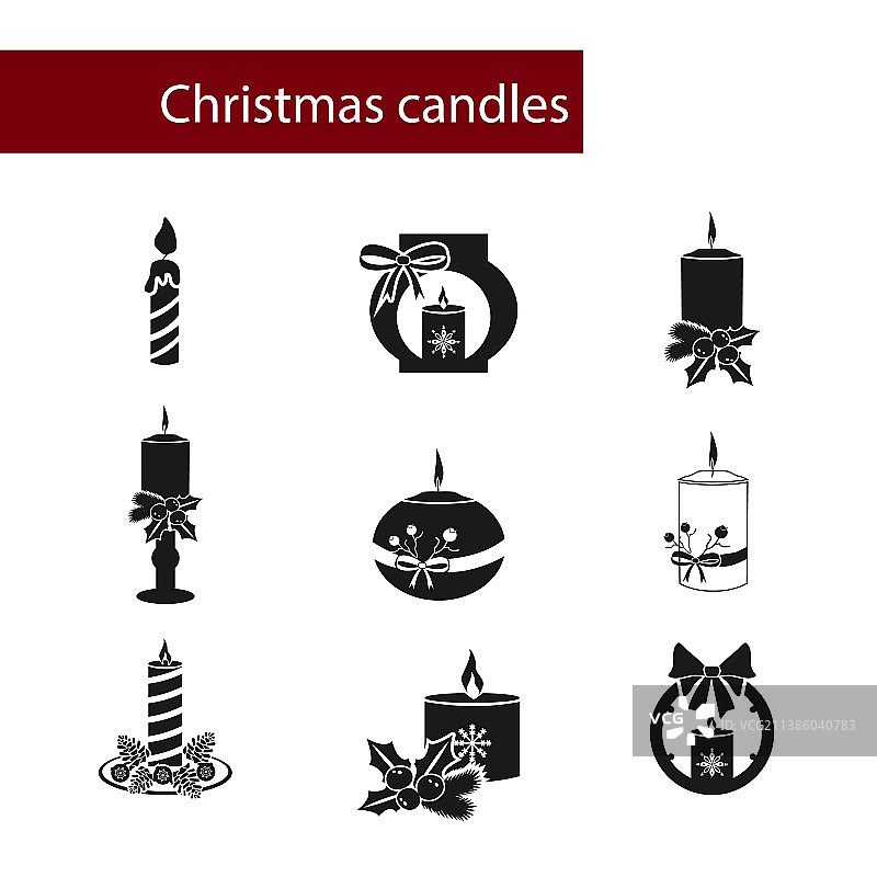 圣诞蜡烛图标设置圣诞蜡烛图标图片素材