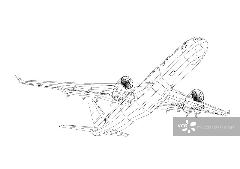 飞机计划黑色轮廓飞机在白色图片素材