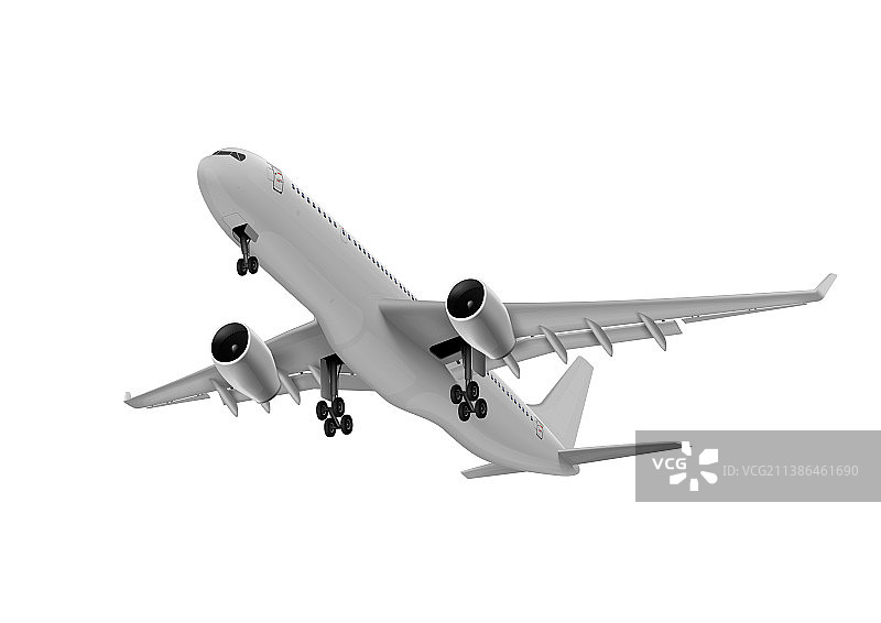 3d白色光面商用喷气式飞机起飞图片素材