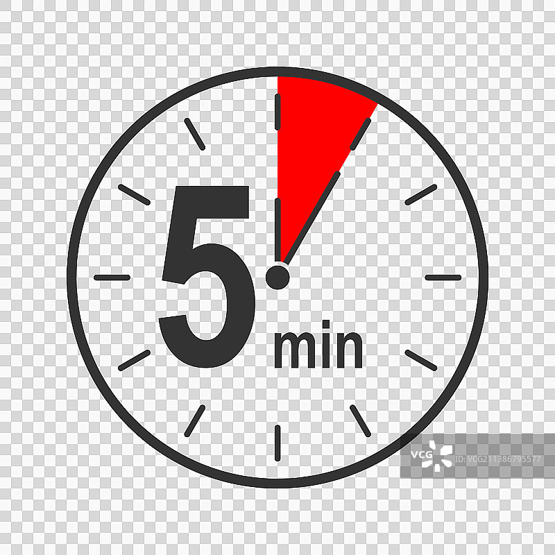时钟图标与5分钟时间间隔倒计时图片素材