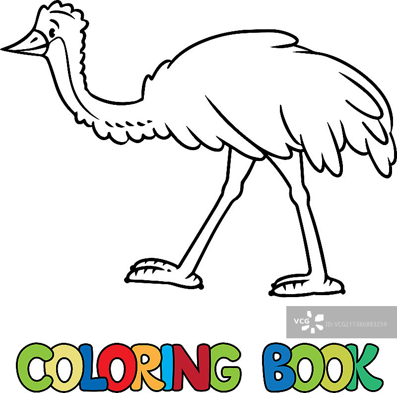 有趣的鸸鹋鸵鸟动物涂色系列书图片素材