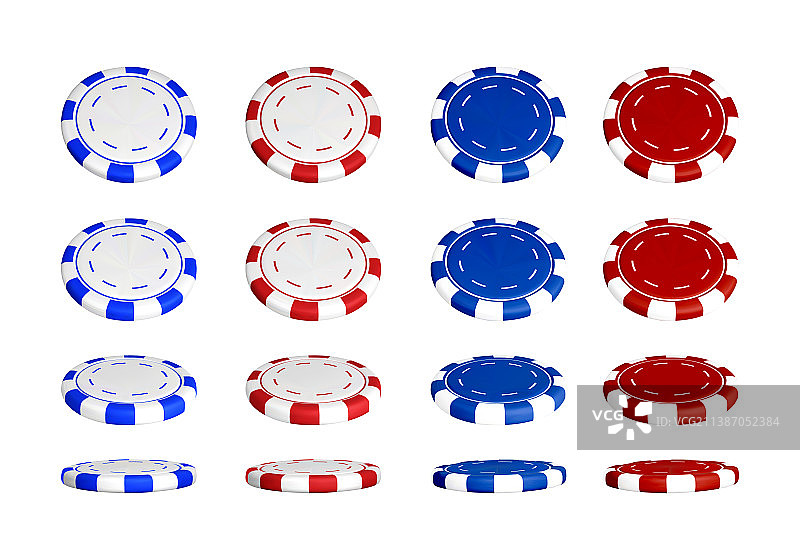 扑克筹码在赌场颜色不同的位置图片素材