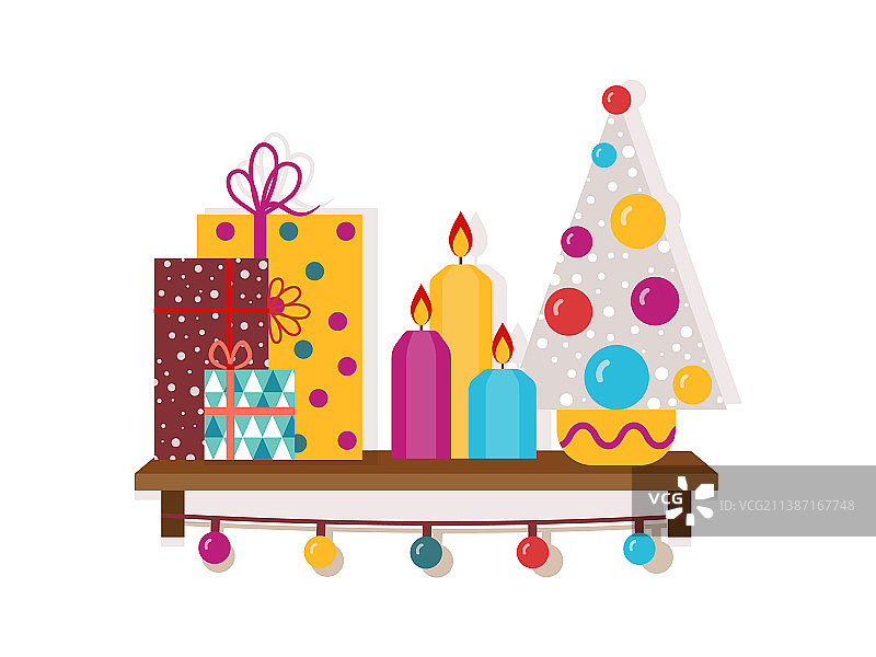 圣诞货架装饰玩具和礼物图片素材