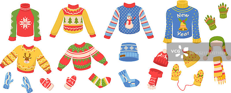 可爱的冬天温暖的针织衣服圣诞节图片素材