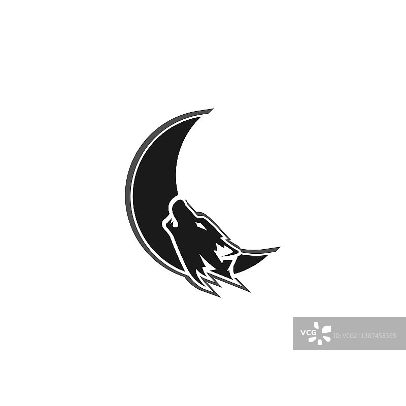 抽象黑月狼标志图标图片素材