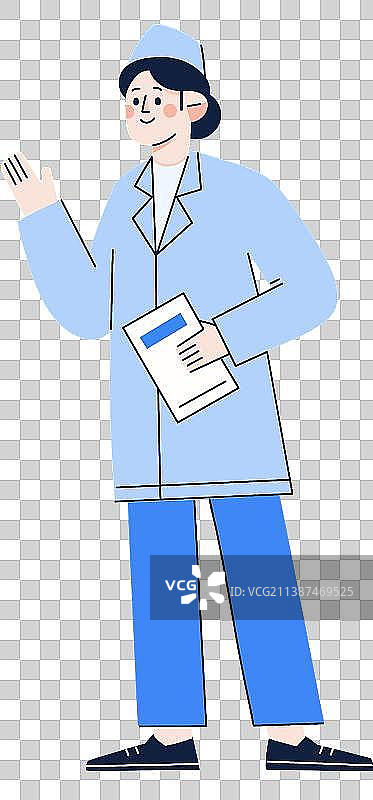 蓝色简约扁平卡通的医生护士图片素材