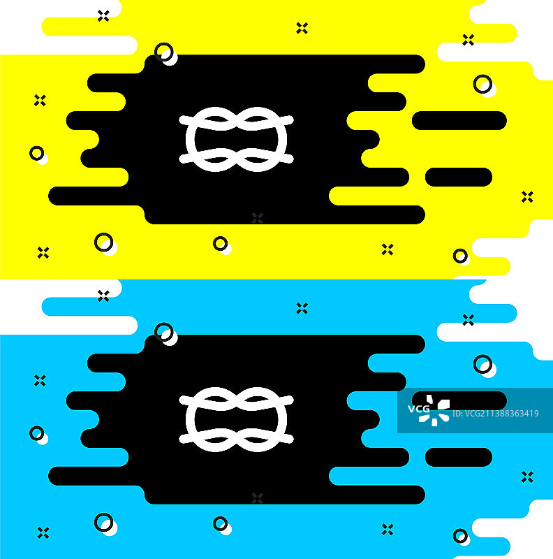白色航海绳结图标孤立在黑色图片素材
