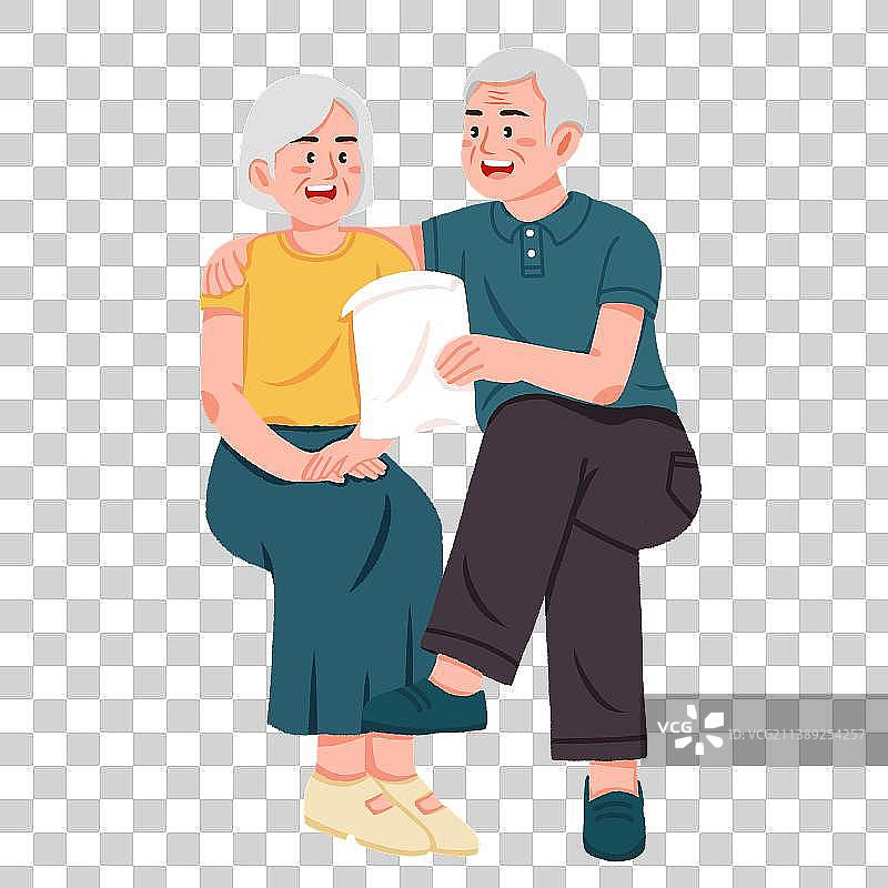 一对老年夫妇坐着的肖像图片素材