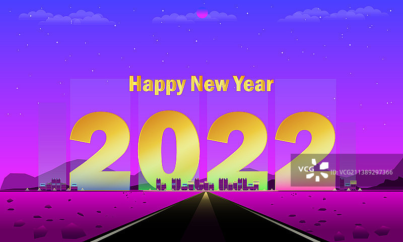 黄金2022幸福新乐园城市霓虹灯点亮图片素材