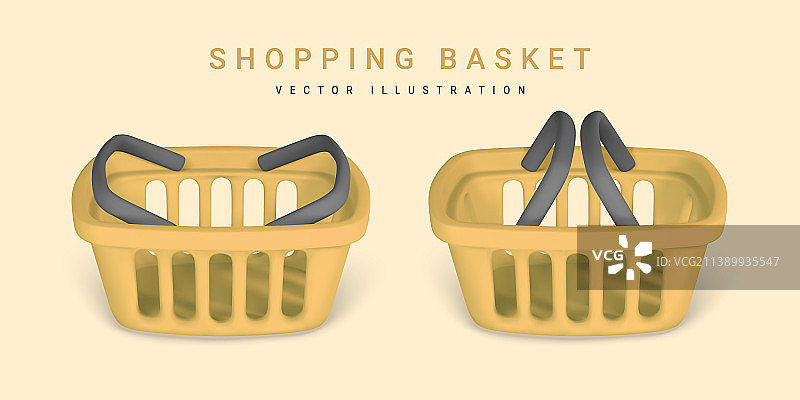 3d空黄色购物篮购物概念图片素材