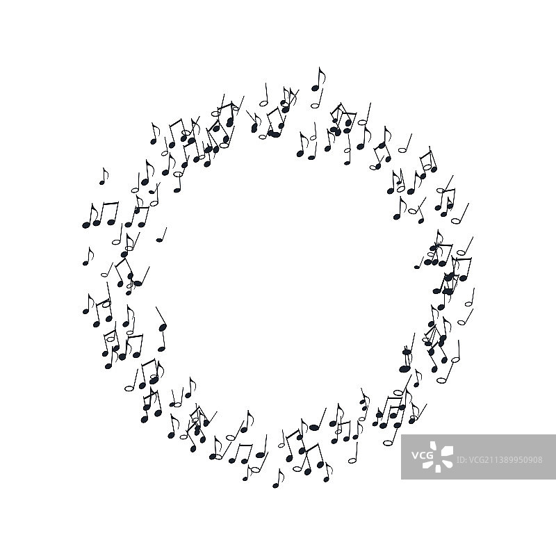 白色音乐剧上的圆形图案音符图片素材