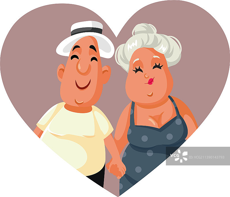 幸福的成年夫妇在爱的感觉卡通图片素材