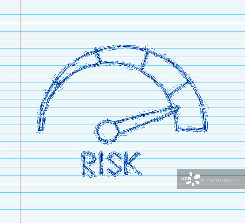 风险图标上的速度计高风险仪表草图图片素材
