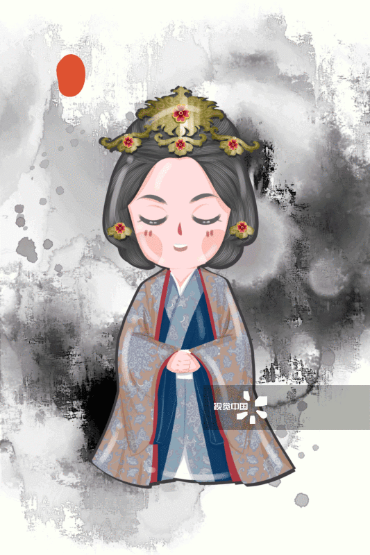 中国风可爱古代中年女性插画-GIF动图图片素材