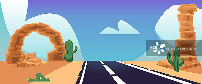 公路在空旷的沙质沙漠景观平坦图片素材