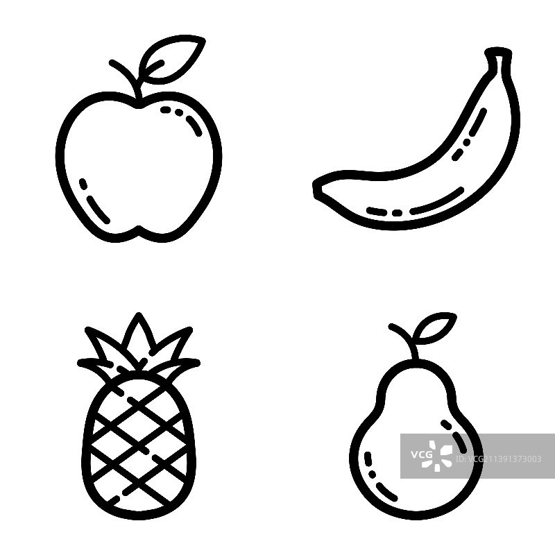 水果平面图标设置孤立在白色背景图片素材